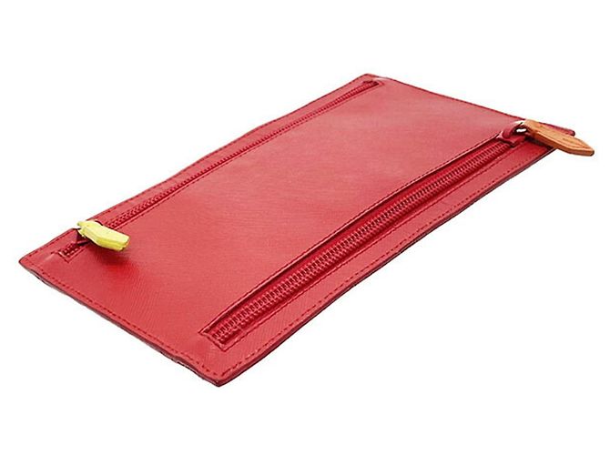 Pouch Triangle Prada in pelle Saffiano Nero Bianco Rosso Multicolore Arancione Giallo - vista 3