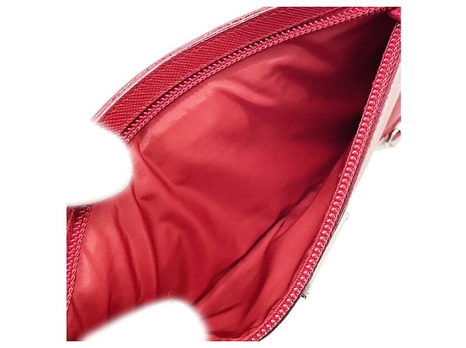 Pouch Triangle Prada in pelle Saffiano Nero Bianco Rosso Multicolore Arancione Giallo - vista 6