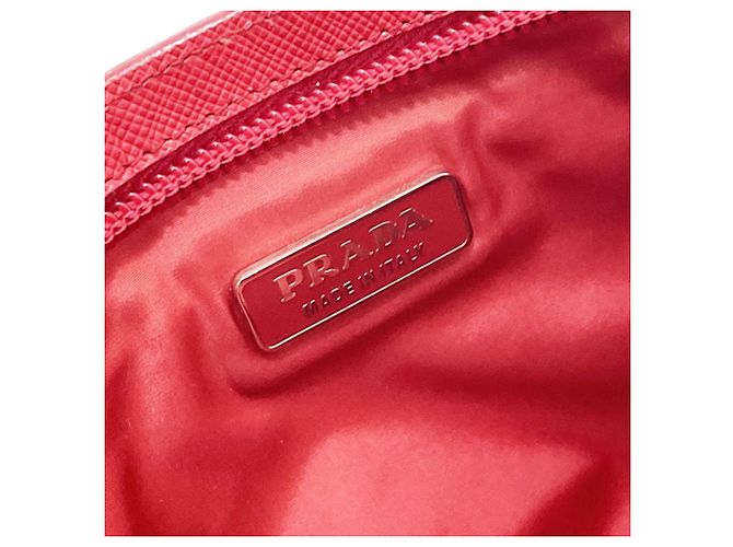 Pouch Triangle Prada in pelle Saffiano Nero Bianco Rosso Multicolore Arancione Giallo - vista 9