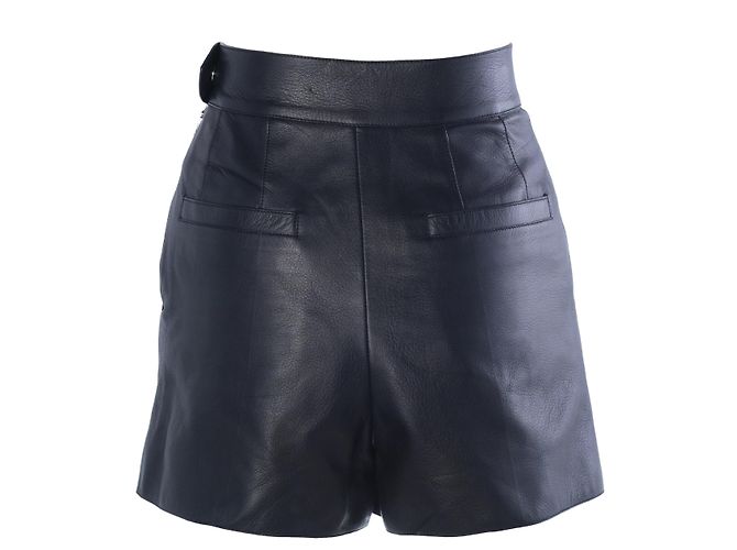 Shorts Hermès em couro de cabra grão preto - vista 3