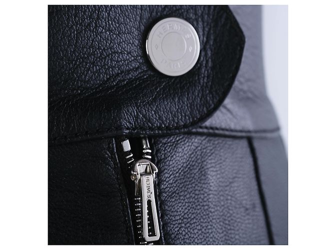 Shorts Hermès em couro de cabra grão preto - vista 4