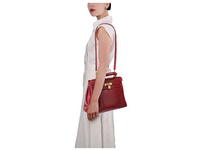 Hermès Borsa HERMES Kelly 32 in Pelle Bordeaux - 103788 Bordò - vista 12