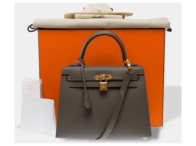 Hermès Borsa HERMES Kelly 25 in Pelle Grigia - 103810 Grigio - vista 2