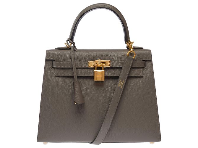 Hermès Borsa HERMES Kelly 25 in Pelle Grigia - 103810 Grigio - vista 3