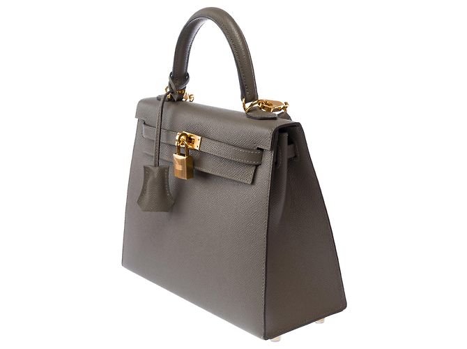 Hermès Borsa HERMES Kelly 25 in Pelle Grigia - 103810 Grigio - vista 5