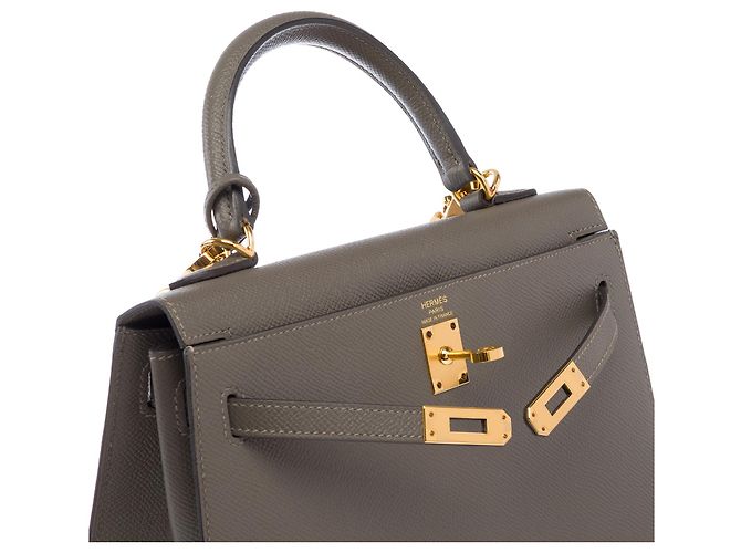 Hermès Borsa HERMES Kelly 25 in Pelle Grigia - 103810 Grigio - vista 7