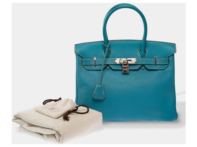 Hermès Borsa HERMES Birkin 30 in Pelle Blu - 103813 - vista 2