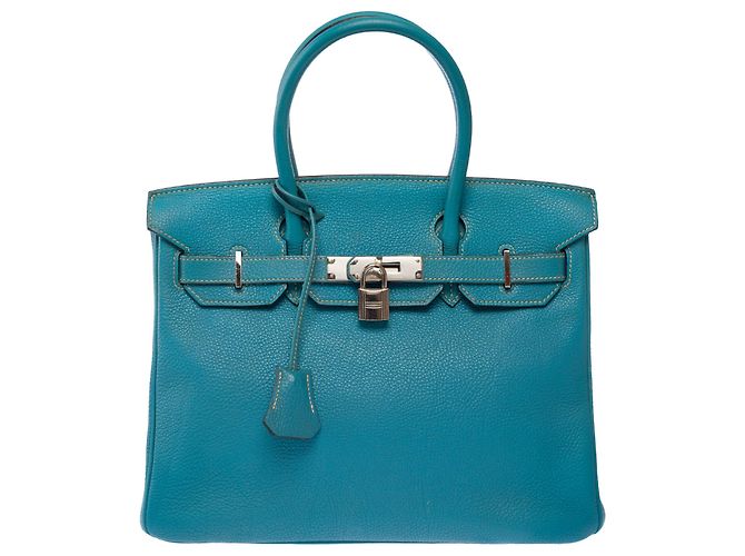 Hermès Borsa HERMES Birkin 30 in Pelle Blu - 103813 - vista 3