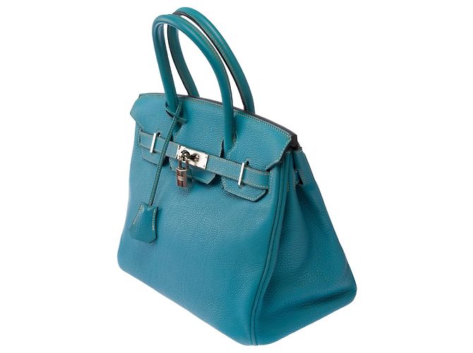 Hermès Borsa HERMES Birkin 30 in Pelle Blu - 103813 - vista 5