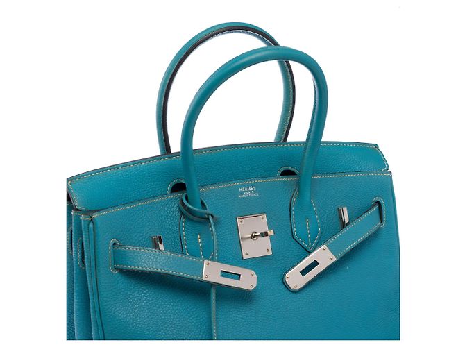 Hermès Borsa HERMES Birkin 30 in Pelle Blu - 103813 - vista 7