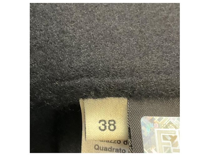 Fendi Black Double Breasted Wool Cape Coat with Mink Fur Collar - view 5