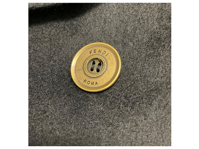 Fendi Black Double Breasted Wool Cape Coat with Mink Fur Collar - view 7