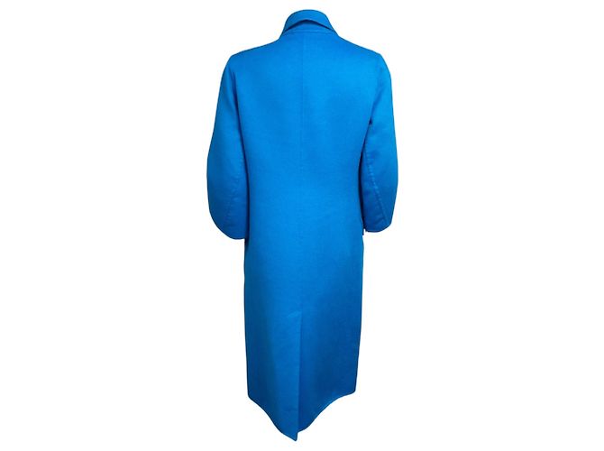 Christian Dior Blue Button Front Wool and Angora Coat - view 3