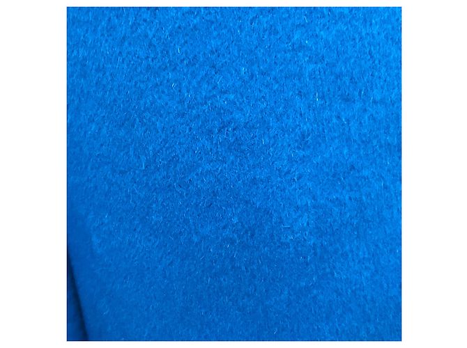 Christian Dior Blue Button Front Wool and Angora Coat - view 7