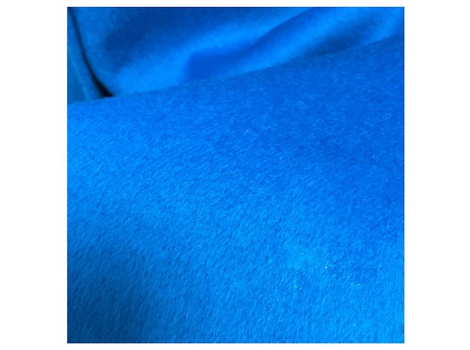 Christian Dior Blue Button Front Wool and Angora Coat - view 8