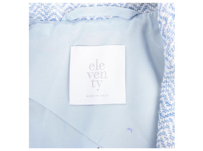 Autre Marque Eleventy einreihiger Blazer mit Fransen in Hellblau, Größe 38 IT - Ansicht 15
