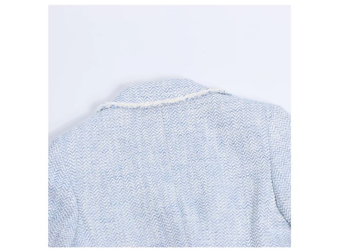 Autre Marque Eleventy einreihiger Blazer mit Fransen in Hellblau, Größe 38 IT - Ansicht 7