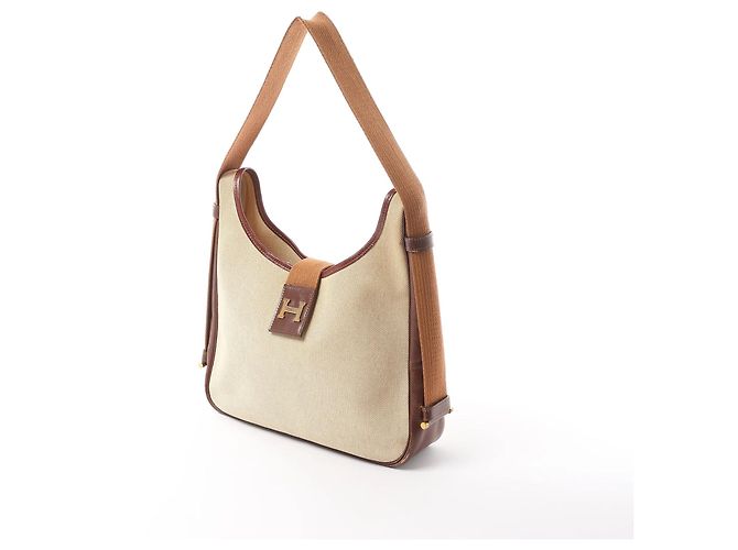 Trim Hermès Borsa a tracolla Hermes Sako Toile H in Brown O:1985 Beige - vista 2