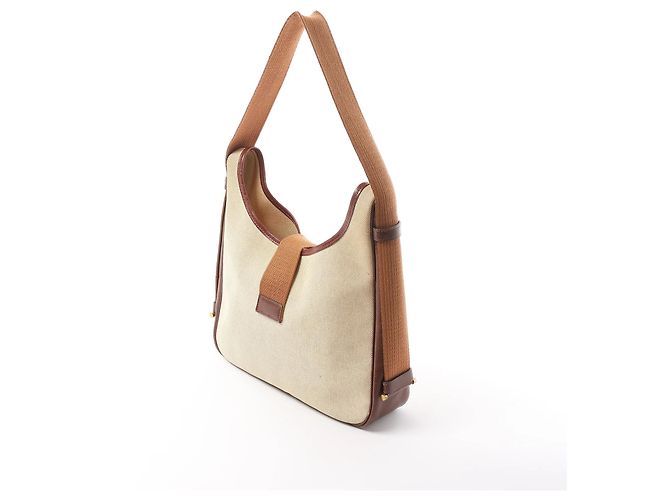 Trim Hermès Borsa a tracolla Hermes Sako Toile H in Brown O:1985 Beige - vista 4