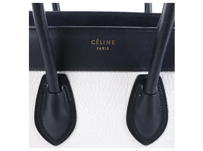 Céline Borsa a mano Celine Luggage Micro in pelle Nero x Bianco - vista 11