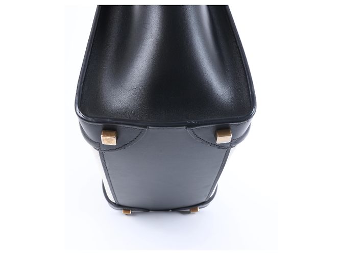 Céline Borsa a mano Celine Luggage Micro in pelle Nero x Bianco - vista 13