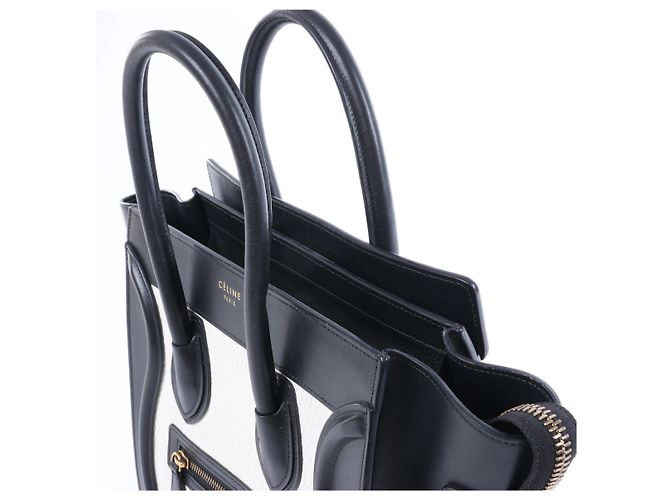 Céline Borsa a mano Celine Luggage Micro in pelle Nero x Bianco - vista 3