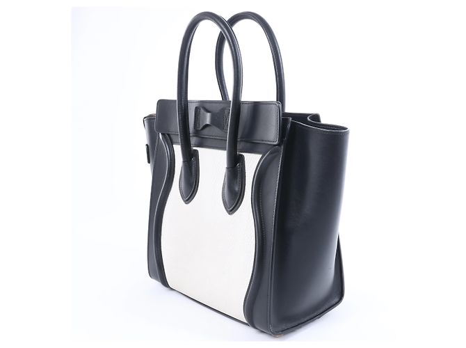 Céline Borsa a mano Celine Luggage Micro in pelle Nero x Bianco - vista 4