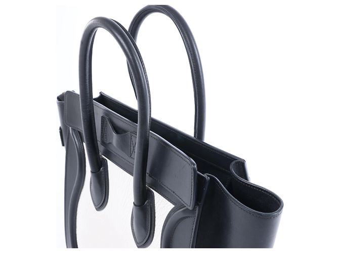 Céline Borsa a mano Celine Luggage Micro in pelle Nero x Bianco - vista 5