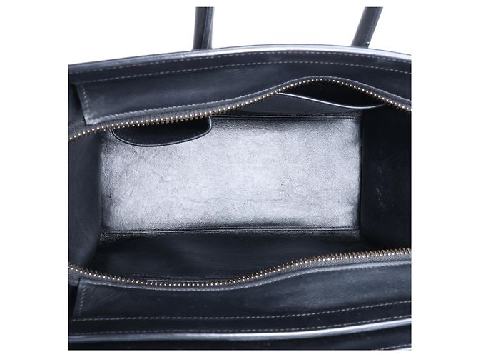 Céline Borsa a mano Celine Luggage Micro in pelle Nero x Bianco - vista 8