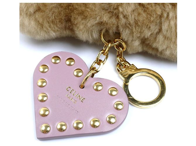 Céline CELINE Triomphe Pom Charm - Leather x Shearling Marrone Rosa - vista 5