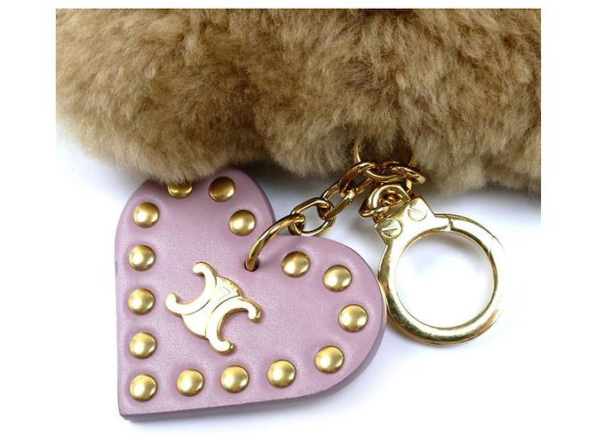 Céline CELINE Triomphe Pom Charm - Leather x Shearling Marrone Rosa - vista 6