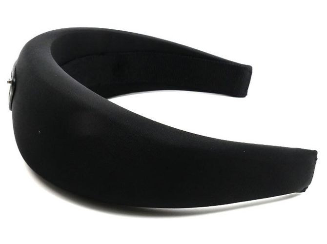 Fascia per capelli Prada in nylon nero con logo triangolare - vista 4