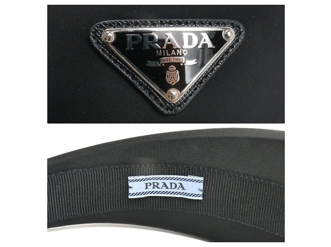 Fascia per capelli Prada in nylon nero con logo triangolare - vista 6