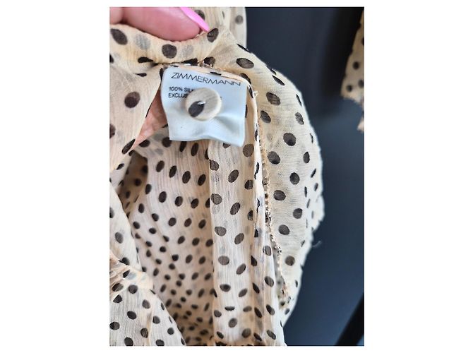 Zimmermann Seidenkleid mit Polka Dots Beige Dunkelbraun - Ansicht 11