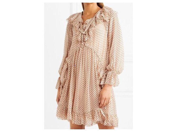 Zimmermann Seidenkleid mit Polka Dots Beige Dunkelbraun - Ansicht 13