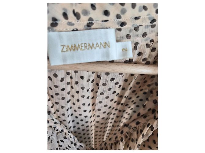 Zimmermann Seidenkleid mit Polka Dots Beige Dunkelbraun - Ansicht 2