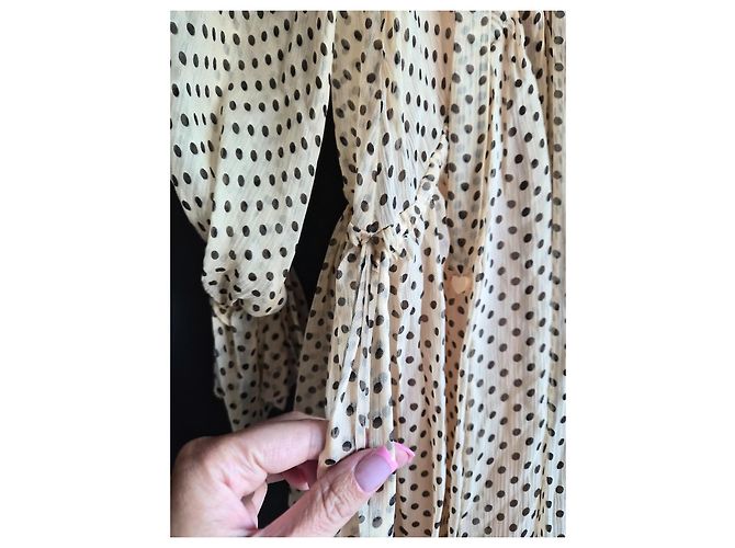 Zimmermann Seidenkleid mit Polka Dots Beige Dunkelbraun - Ansicht 3