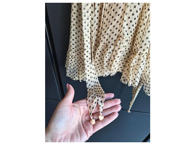 Zimmermann Seidenkleid mit Polka Dots Beige Dunkelbraun - Ansicht 4