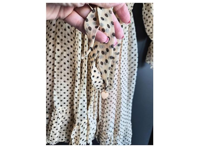 Zimmermann Seidenkleid mit Polka Dots Beige Dunkelbraun - Ansicht 5