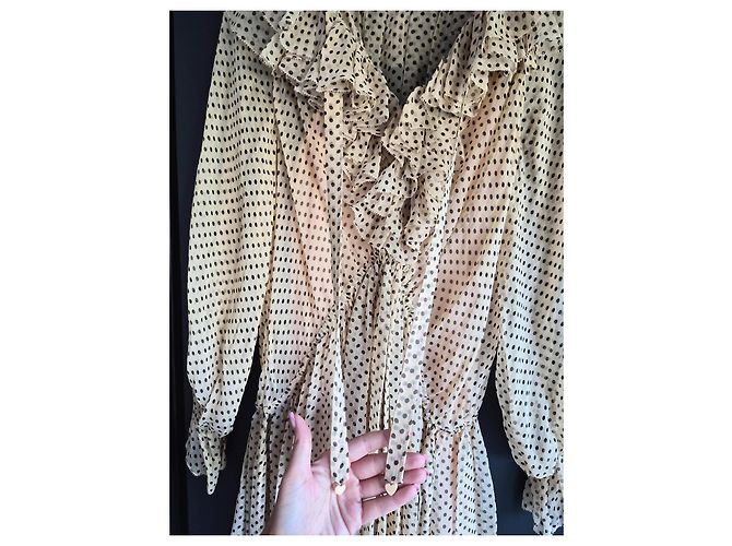 Zimmermann Seidenkleid mit Polka Dots Beige Dunkelbraun - Ansicht 9