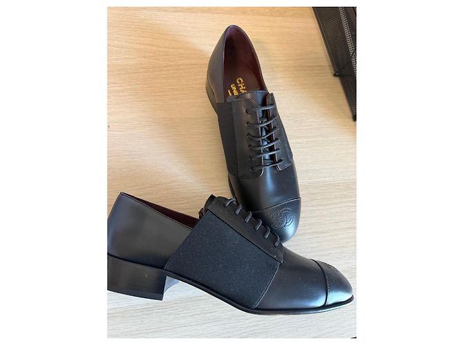 Scarpe Oxford Chanel in pelle nera Nero - vista 4