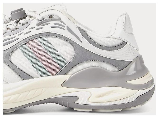 GUCCI SNEAKER BASSE 2.0 IN RETE E PELLE BIANCA/GRIGIO. Rosa Bianco Verde - vista 6