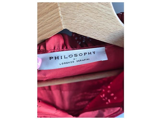 Philosophy di Lorenzo Serafini Abito lungo in seta rosso con ricami - vista 2