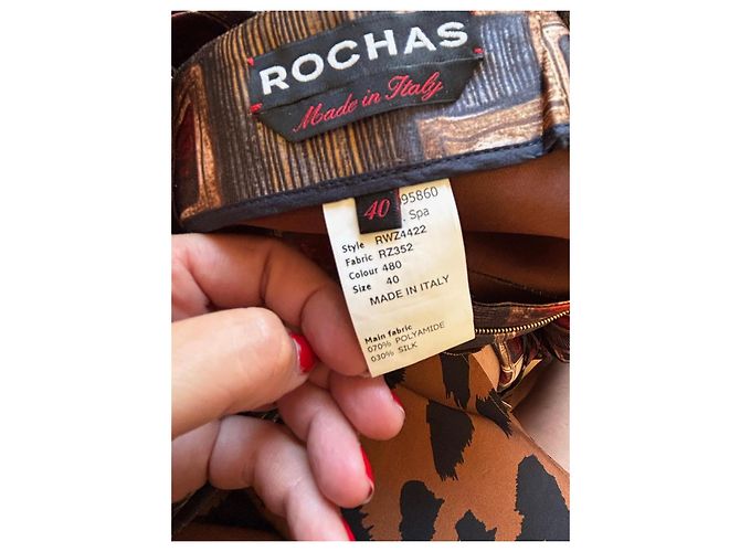 Robe longue imprimée Rochas Blanc Rouge Marron foncé - vue 12