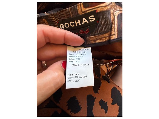 Robe longue imprimée Rochas Blanc Rouge Marron foncé - vue 13