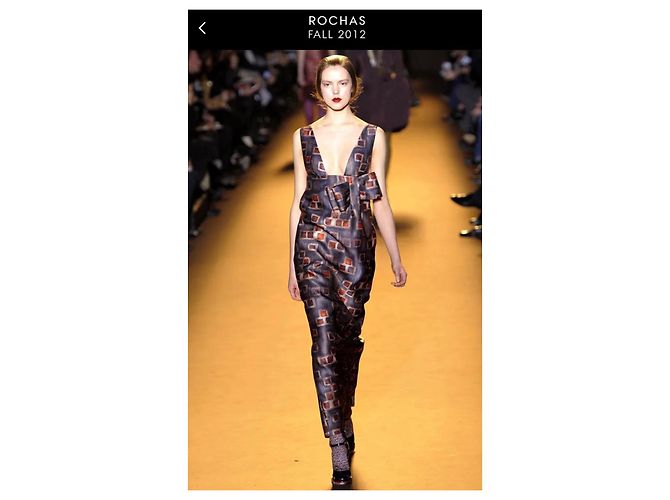 Robe longue imprimée Rochas Blanc Rouge Marron foncé - vue 16