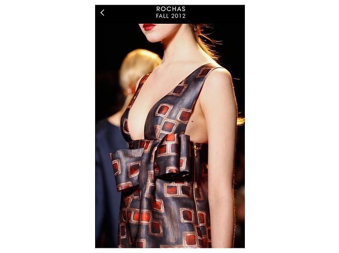 Robe longue imprimée Rochas Blanc Rouge Marron foncé - vue 18