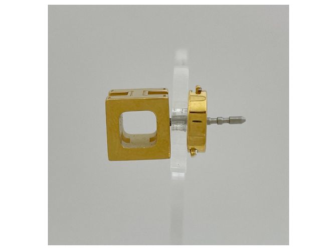 Hermès Hermes Cage d'H H-Cube Ohrringe Beige Golden - Ansicht 2