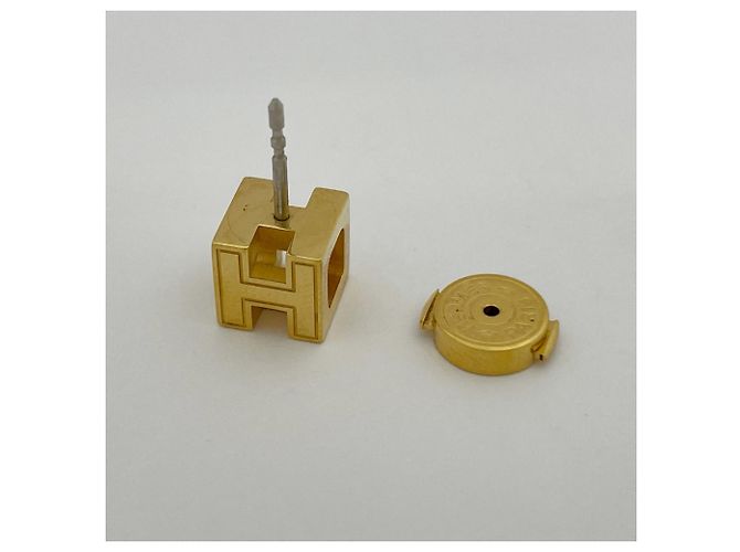 Hermès Hermes Cage d'H H-Cube Ohrringe Beige Golden - Ansicht 3