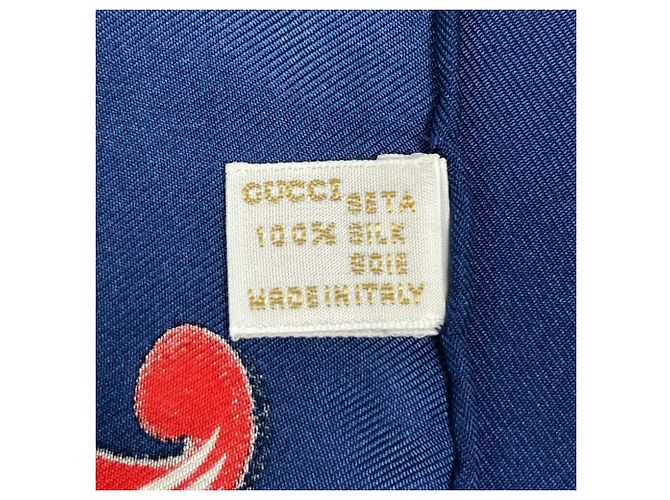 Foulard in seta Gucci con motivo floreale Blu Multicolore - vista 2